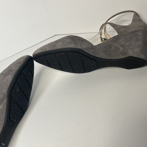 Cole Haan Women's Sz 7.5 B Lacey Suede Walnut Wedge Ankle Strap 3" Heels NWNT - Picture 10 of 12